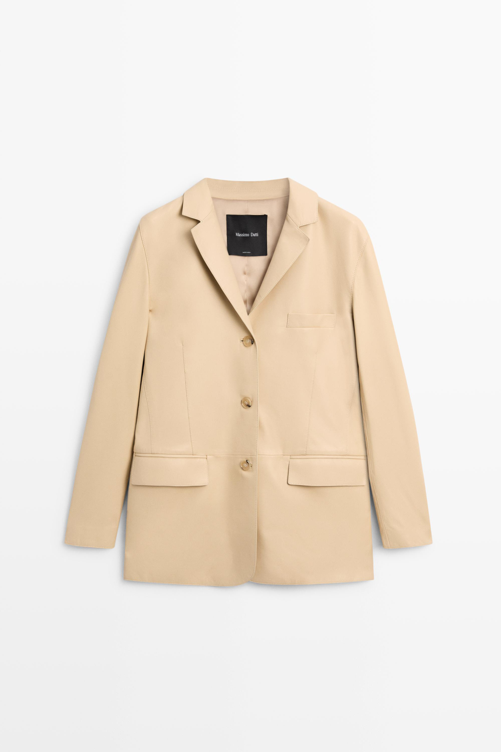 Massimo Dutti Блейзер из кожи наппа, ванильный