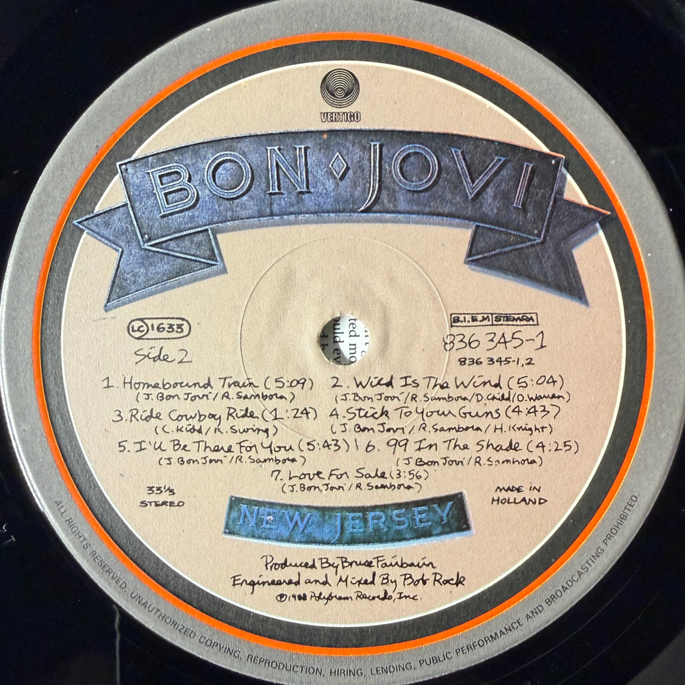 Виниловая пластинка Bon Jovi - New Jersey LP
