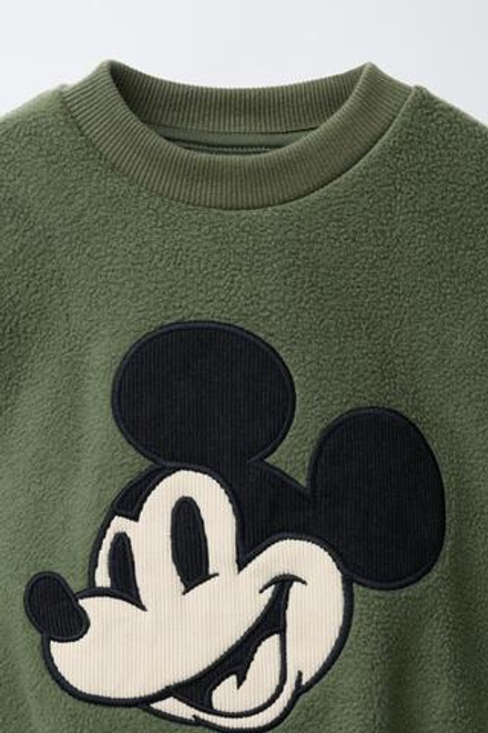 ZARA ТОЛСТОВКА ИЗ ОВЧИНЫ MICKEY MOUSE © DISNEY, ХАКИ