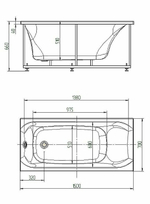 Акриловая ванна Aquatek Альфа 150x70 ALF150-0000031 без гидромассажа с фронтальной панелью с каркасом (разборный) со слив-переливом (слева)