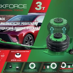 Домкрат подкатной пневматический 3т (h min-145мм,h max-400мм,?-255мм) RockForce RF-TRA1723