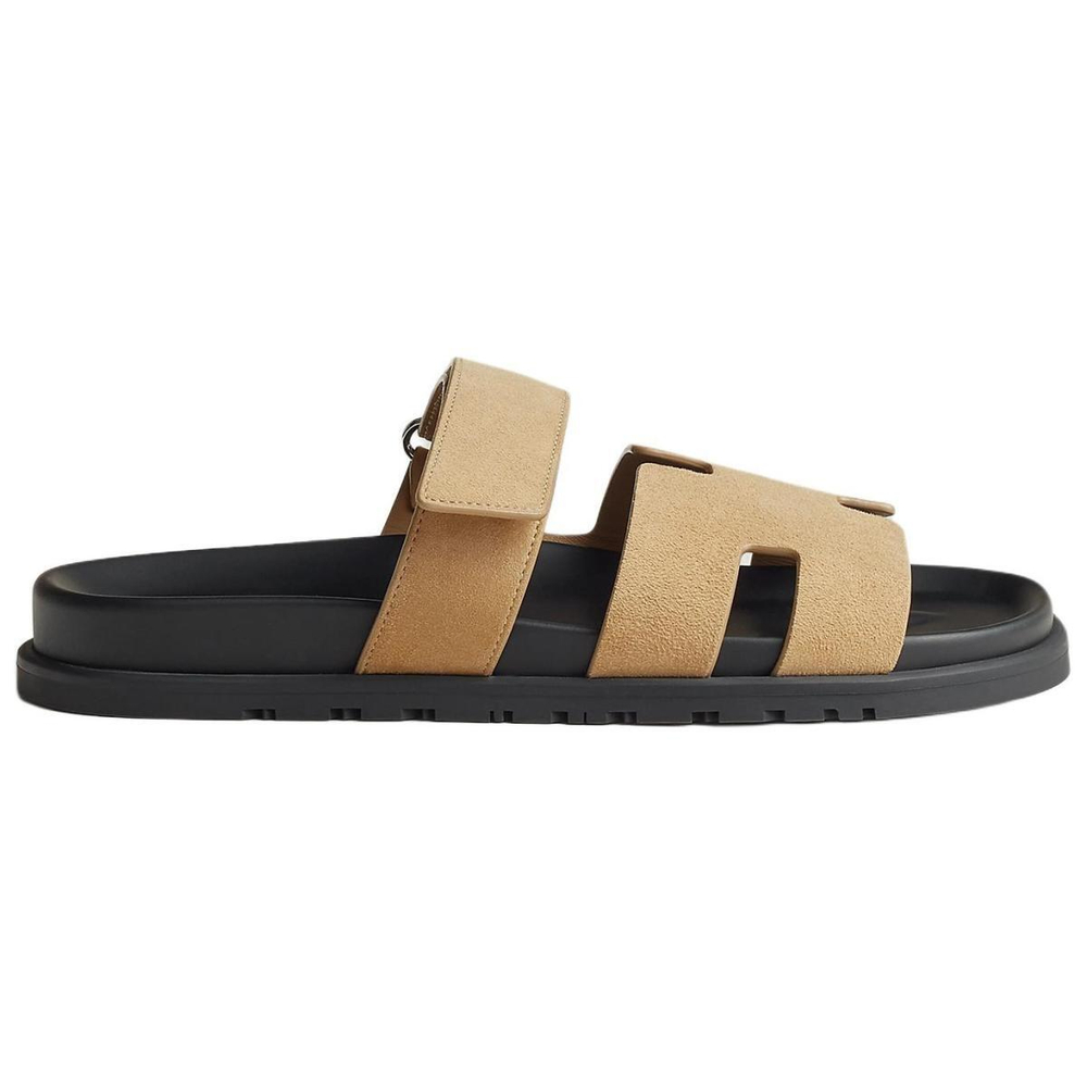 Hermes Chypre suede fashion and comfortable one-word slippers men's brown, H222856Z HVD