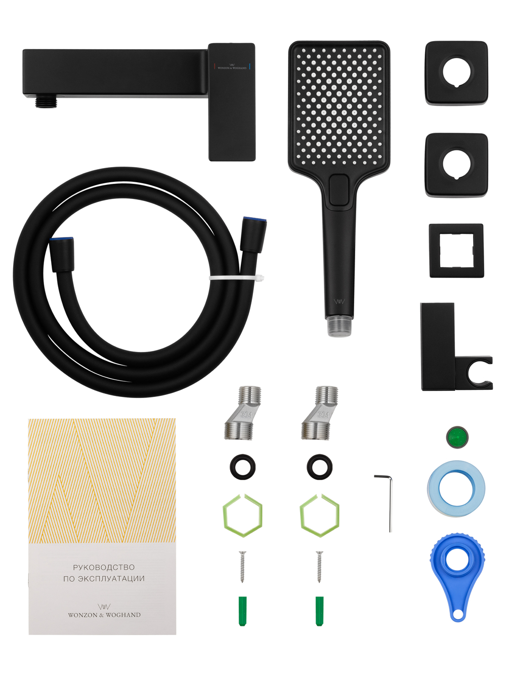 Смеситель для душа WONZON & WOGHAND CUBE 2.0, Черный матовый (WW-88048068-MB)