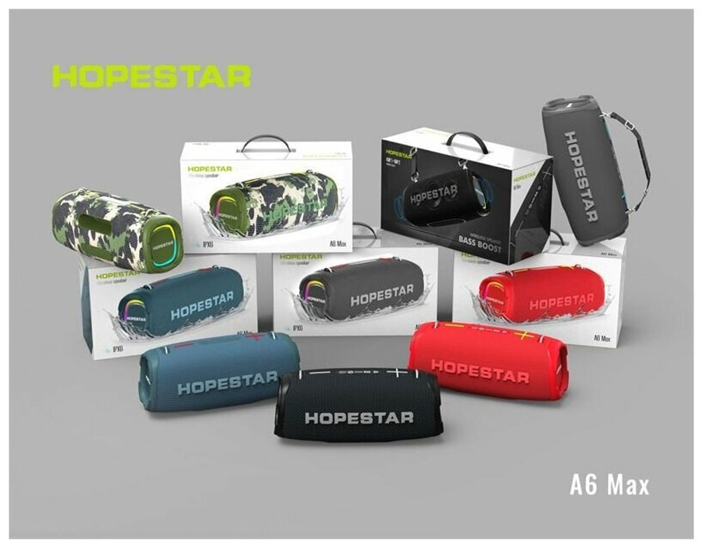 Портативная беспроводная Bluetooth колонка HOPESTAR A6 Max с микрофоном 80Вт/портативная акустика/блютуз колонка (Синяя)