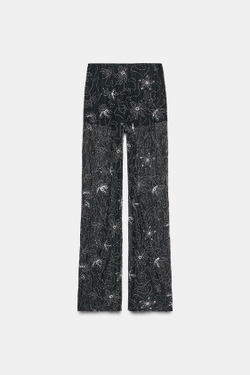 ZARA БРЮКИ С БУСИНАМИ И ПАЙЕТКАМИ, ЧЕРНЫЙ