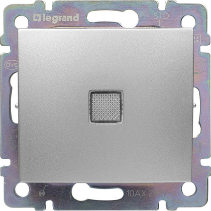 Переключатель 1-клавишный с подсветкой 10А 250В схема 6L алюминий Valena Classic LEGRAND