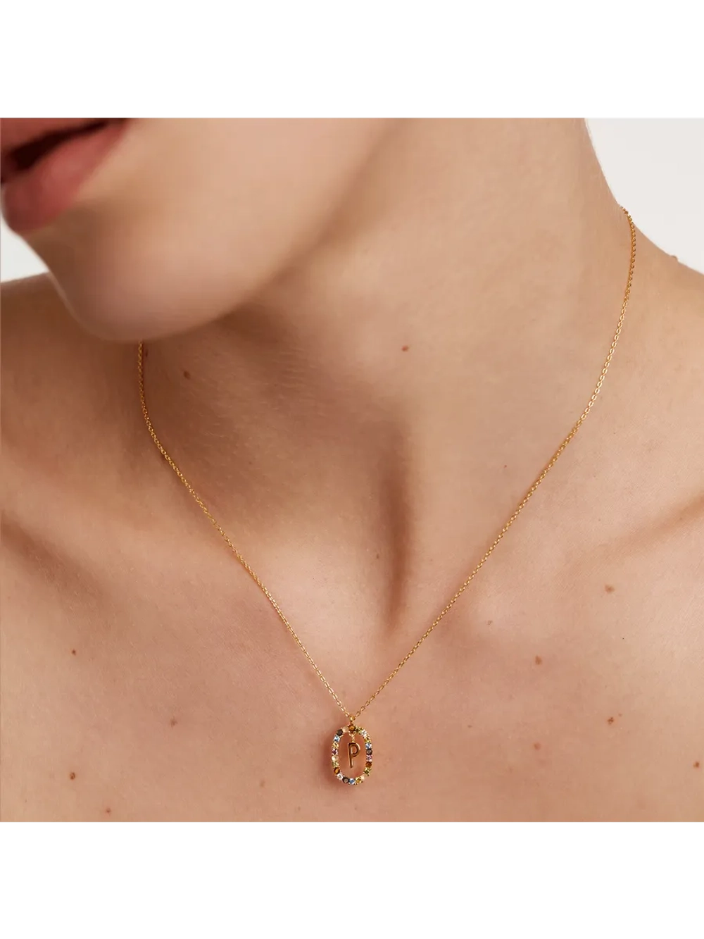 Колье Буква P серебро 925 пробы покрытое золотом