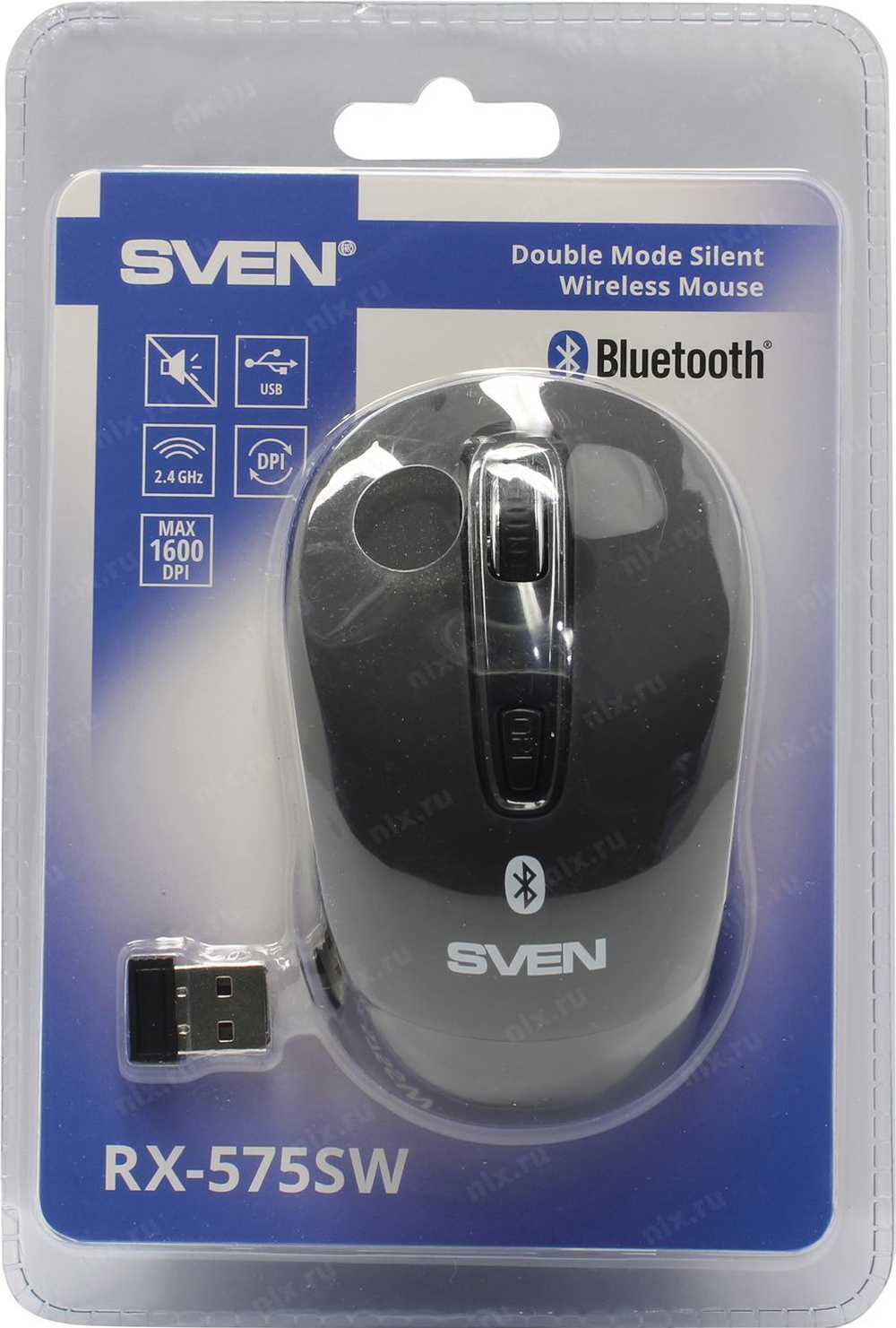 SVEN Wireless Optical Mouse &lt;RX-575SW  Black&gt;  (RTL) USB 4btn+Roll