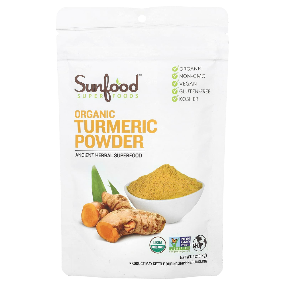Sunfood, порошок из органической куркумы, 113 г (4 унции)