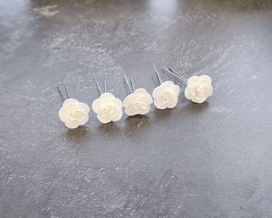 Набор шпилек "Розочки мини" латекс, 5 шт, белые