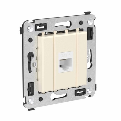 Компьютерная розетка RJ-45 без шторки в стену, кат.6 одинарная, "Avanti", "Ванильная дымка"