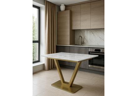 Стол стеклянный Woodville Бугун белый, золото