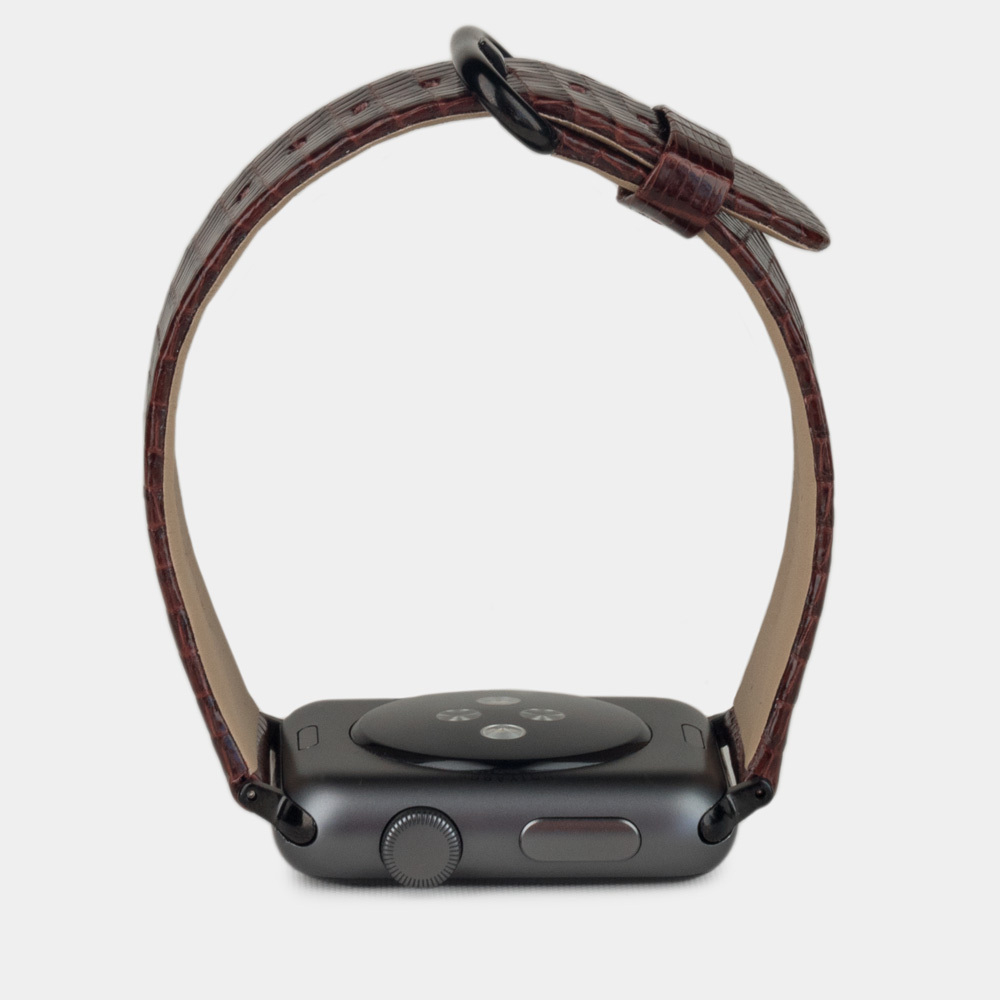 Ремешок для Apple Watch 44/45/46 mm из кожи ящерицы, бордового цвета