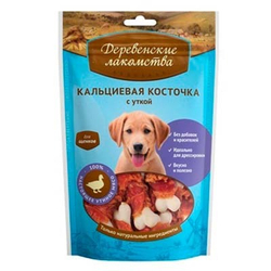 Деревенские Лакомства д/щенков Кальциевая косточка с Уткой, 90гр
