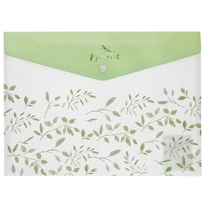 Папка-конверт на кнопке Hatber NATURAL LEAVES, A4, 180 мкм, с рисунком, пластик, 1 шт