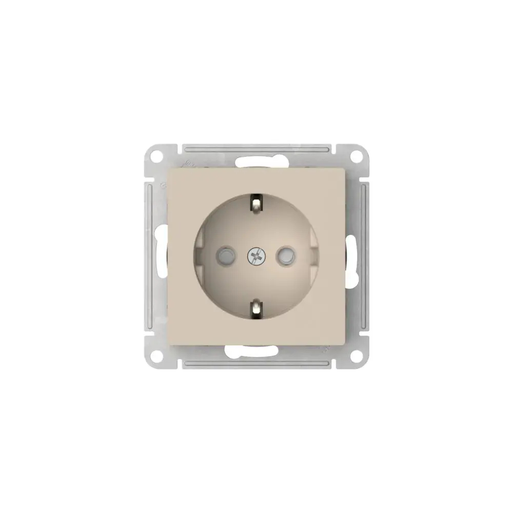 ATLASDESIGN РОЗЕТКА с заземлением со шторками, 16А, механизм, быстрозажим. клем., ПЕСОЧНЫЙ