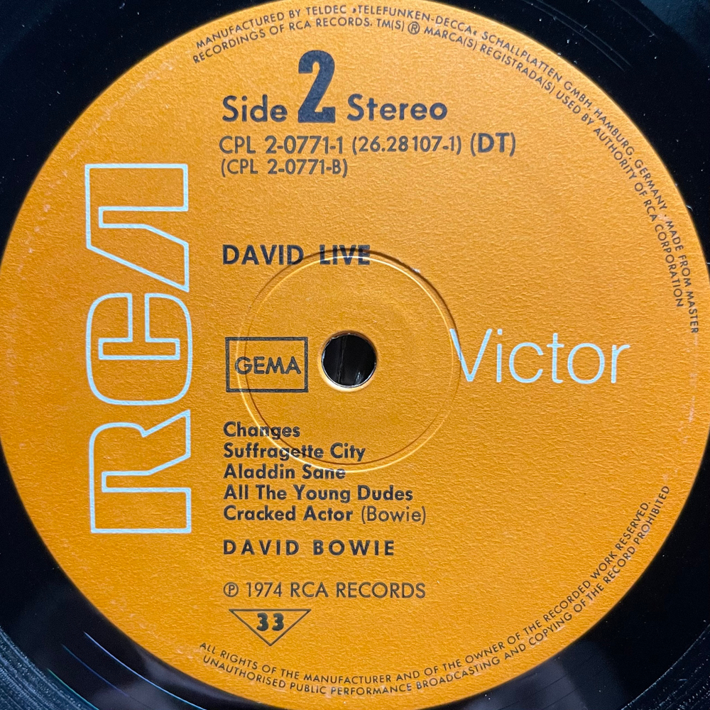 David Bowie ‎– David Live 2LP (Германия 1974г.)