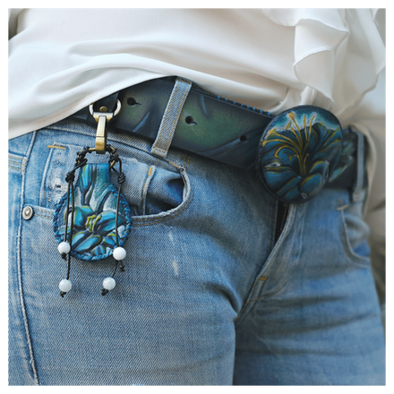 Кожаный ремень «Голубая лилия»