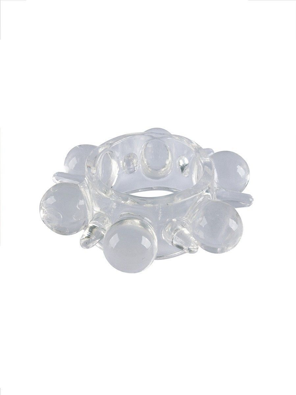Прозрачное эрекционное кольцо с шариками и шипами