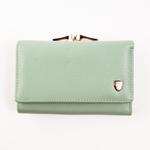 Стильный бледно-салатовый (мятный) женский большой кошелёк из натуральной кожи закрывающийся клапаном на кнопке с 2 отделениями для денег + 1 на молнии, монетницей с 2 отделениями, 2 кармашками для пластиковых карт, 1 отделением для пропуска, 2 потайными карманами, местом для 2 SIM-карт, отделением для мелочи снаружи. Dublecity M100-DC13-200C в подарочной коробке