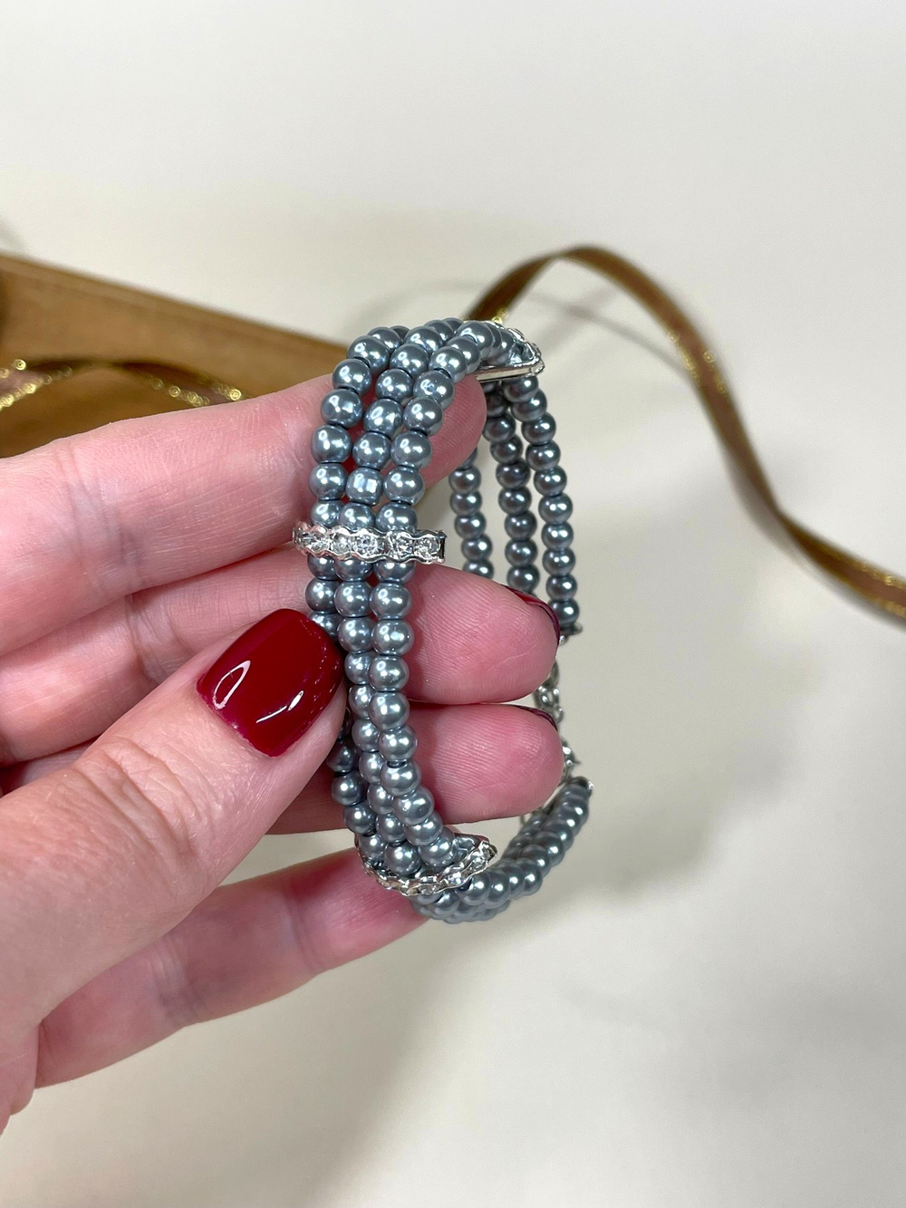 Браслет жемчужный с фианитами