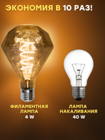 Декоративная, винтажная, ретро лампочка Бриллиант 4w