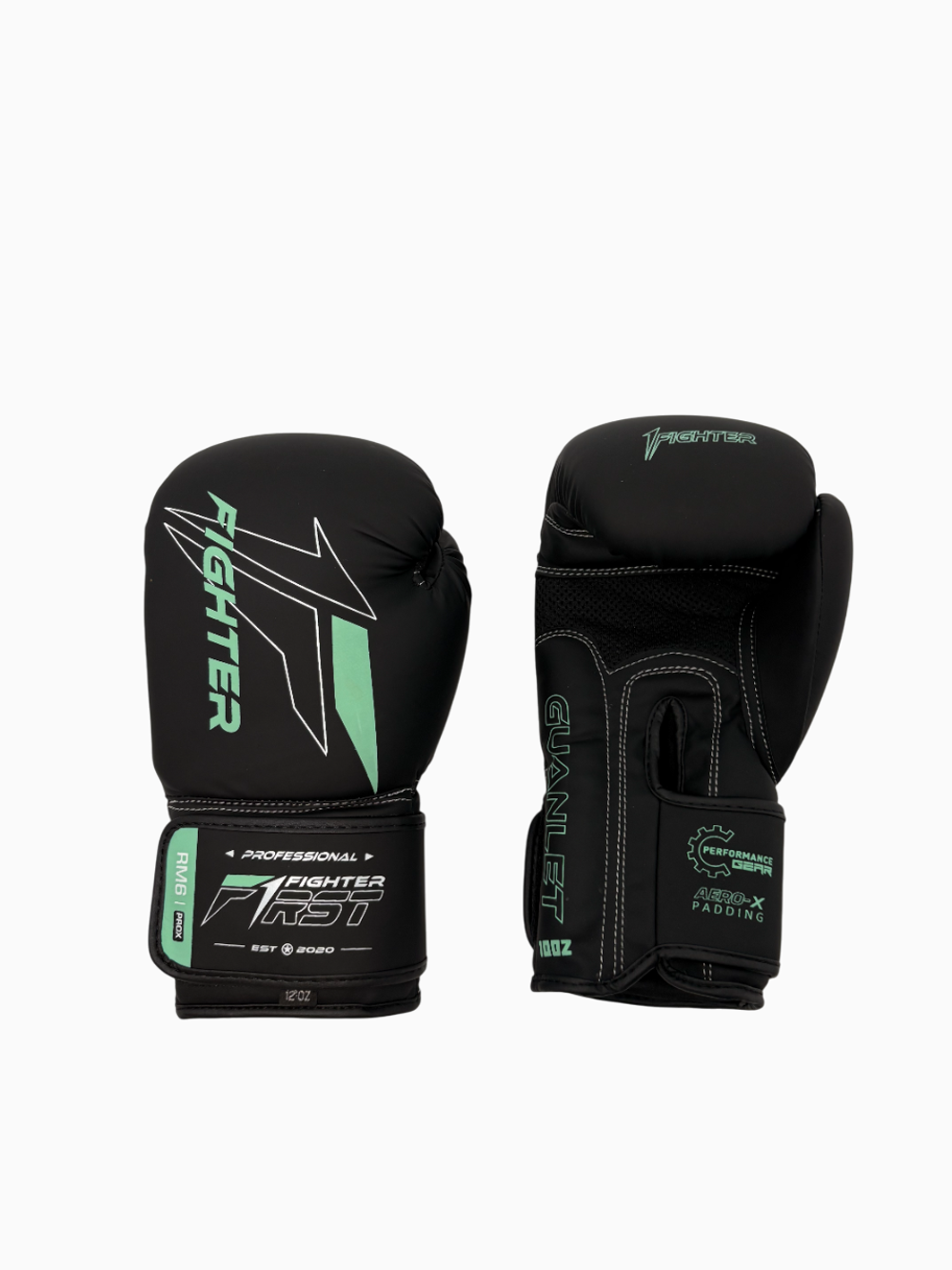 Перчатки боксерские Fighter черно-бирюзовые