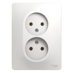 Schneider Electric Glossa Белый Розетка 2-местная без заземляющих контактов в сборе с рамкой IP20 скрытая установка GSL000120