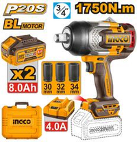 Аккумуляторный гайковерт BL 20В 1750Hm 3/4 2хАКБ и ЗУ SUPER INGCO CIWLI20175 INDUSTRIAL