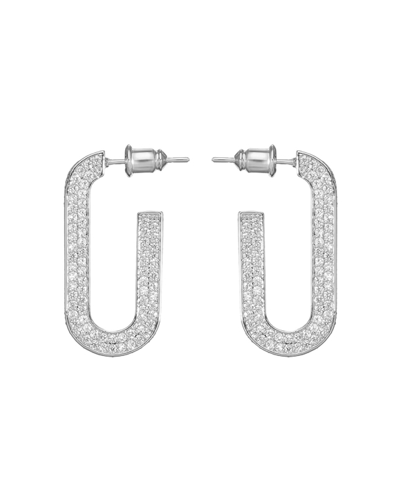 Серьги-овал в камнях, серебро