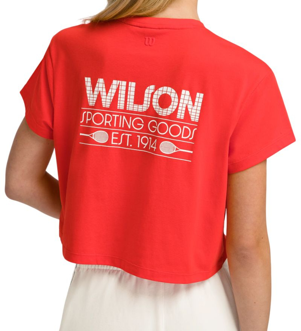 Женская теннисная футболка Wilson Harper Crop - infrared