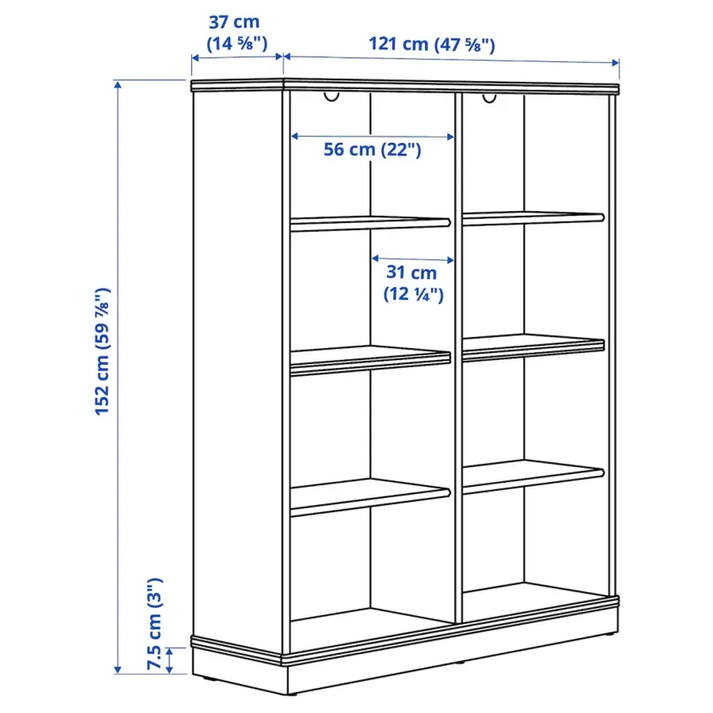 Шкаф для хранения  - LANESUND IKEA/ ЛАНЕСУНД ИКЕА, 242x37x152 см, коричневый/прозрачный