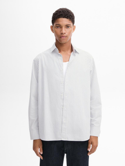 Massimo Dutti Рубашка из поплина в полоску, серый