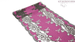 Эластичное кружево, 22 см, фуксия и темно-серый, (Арт: EK-1072), м