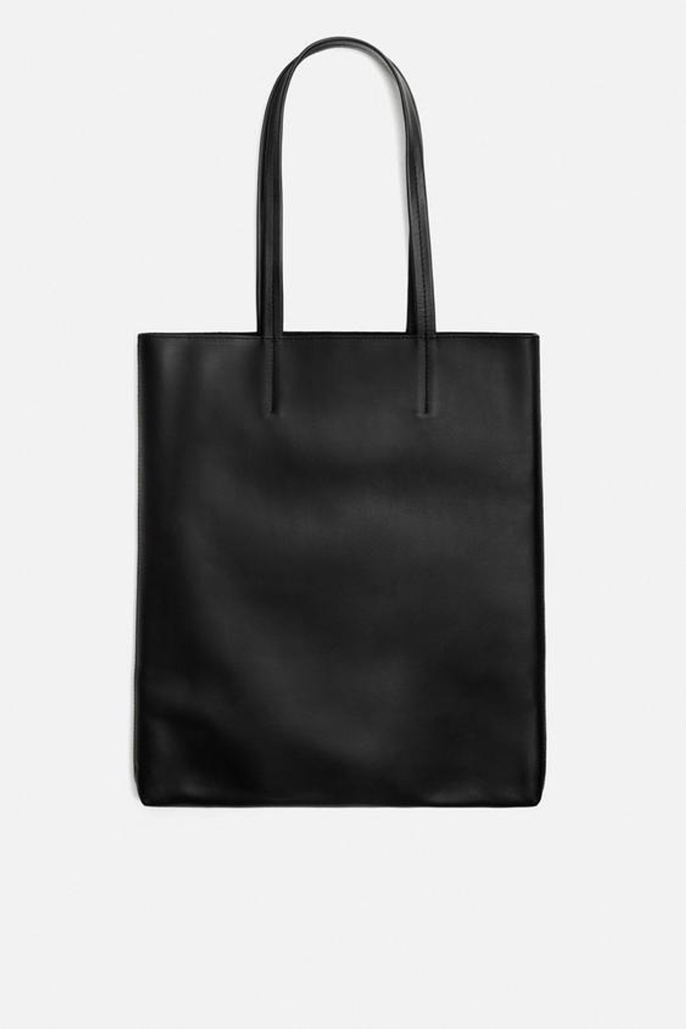 ZARA КОЖАНАЯ СУМКА-ШОПЕР, ЧЕРНЫЙ