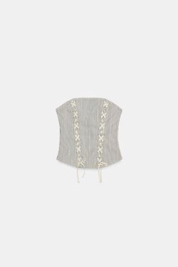 ZARA КОРСЕТ СО ШНУРОВКОЙ В ПОЛОСКУ, ПОЛОСКИ