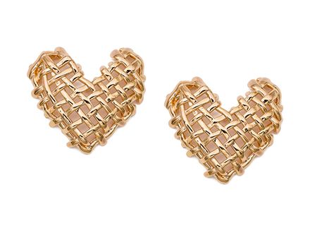 Серьги-гвоздики "Плетеное сердце" 25мм