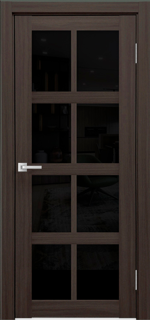 Межкомнатная дверь К-8 / Цвет тон Грей / Остекление "Лакобель черное" / Двери Верда