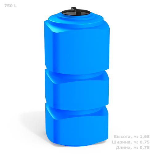 Ёмкость пластиковая пищевая Полимер-Групп F 750 л. прямоугольные (750x750x1680см;27,7кг;синий) - арт.559043