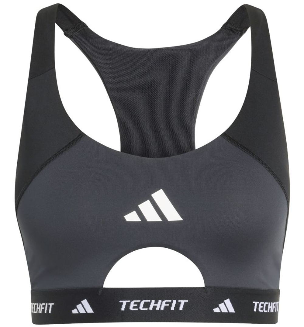 ТОП теннисный Adidas Techfit Workout Color Block Medium Support - black/carbon