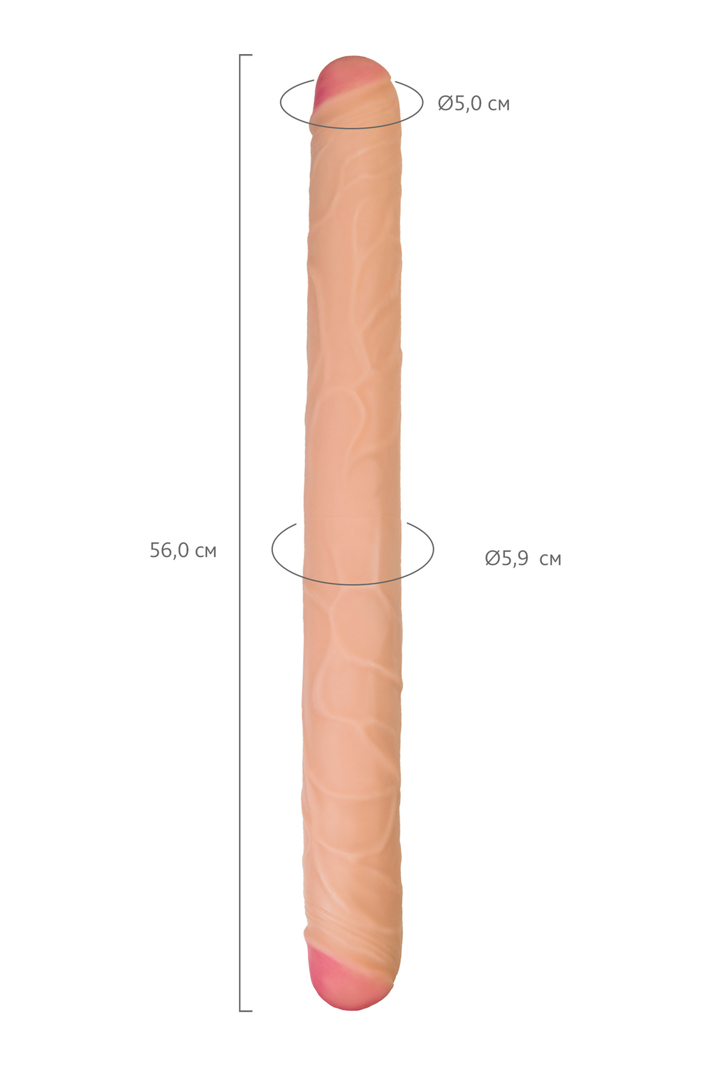Фаллоимитатор RealStick Brutal Castor двусторонний, neoskin, телесный, 56 cм