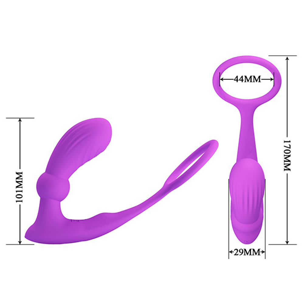 Лиловый вибростимулятор простаты 17см с эрекционным кольцом Pretty Love Warren BI-040162W-1
