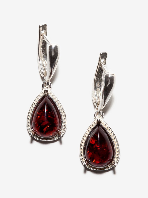 Серьги с цельным натуральным янтарем