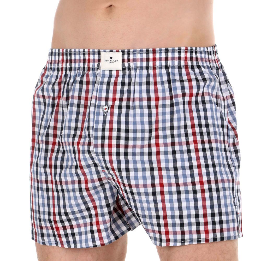 Мужские трусы-шорты набор 2в1 (голубые, в разноцветную клетку) Tom Tailor 70179/5100 654