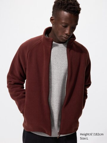 UNIQLO Флисовая куртка на молнии, бургунди