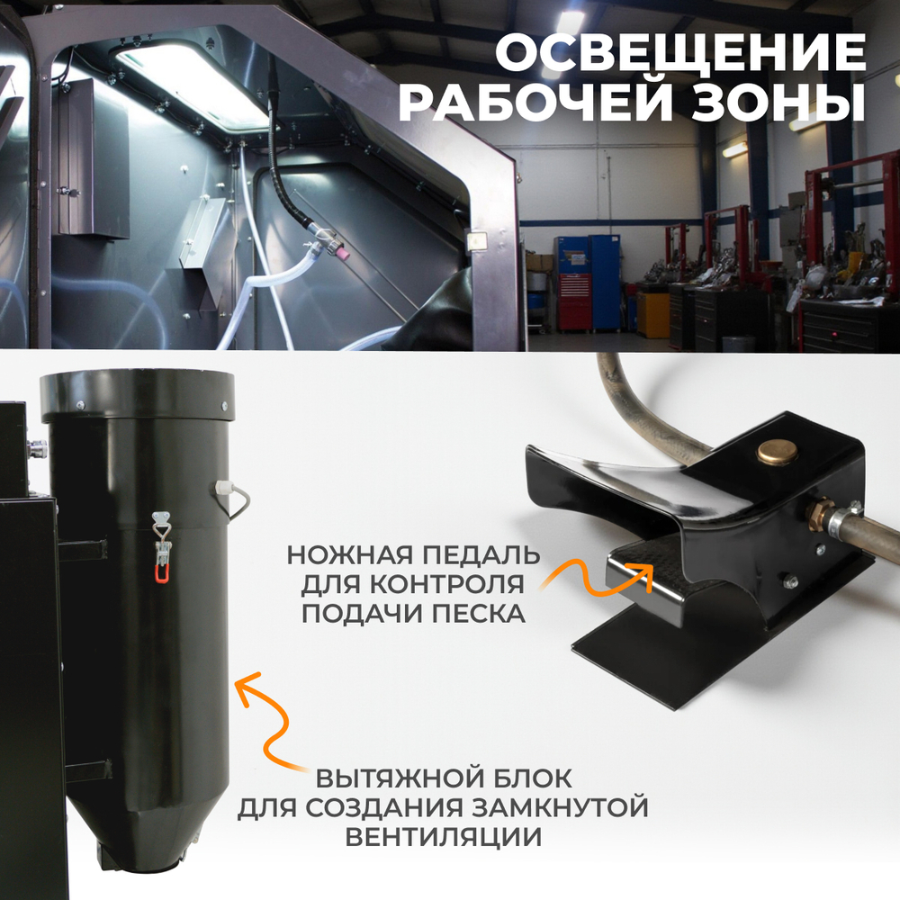 WDK-83421 Пескоструйная камера 420л, боковая и фронтальная загрузка