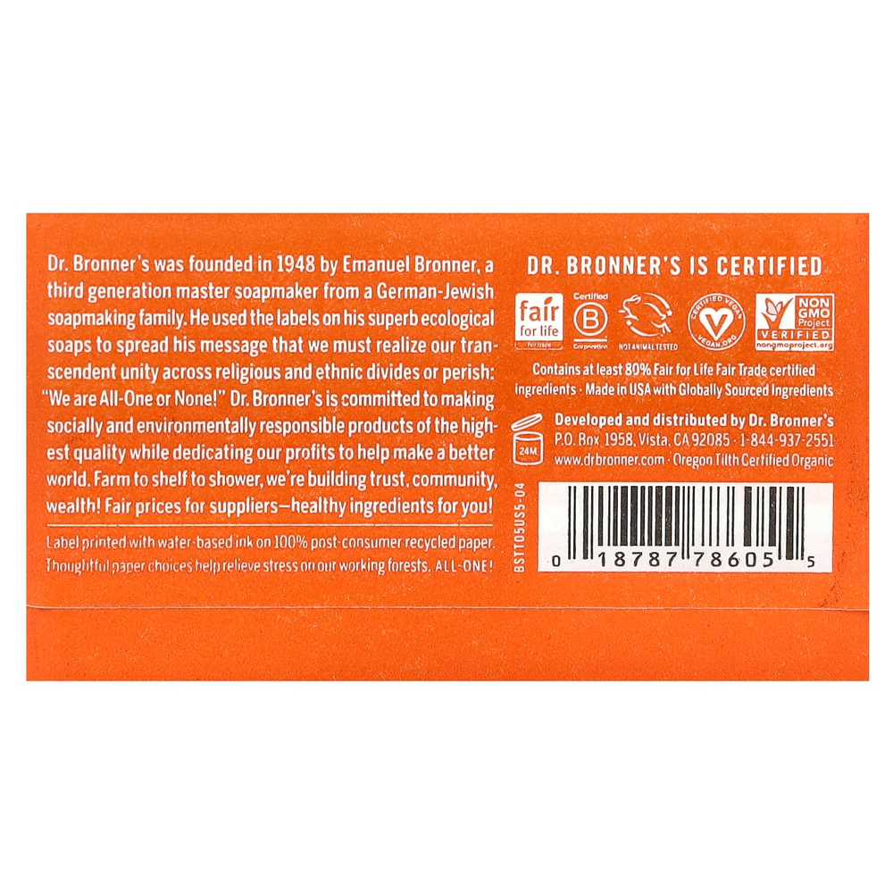Dr. Bronner's, Pure Castile Bar Soap, All-One, конопля, чайное дерево, 140 г (5 унций)