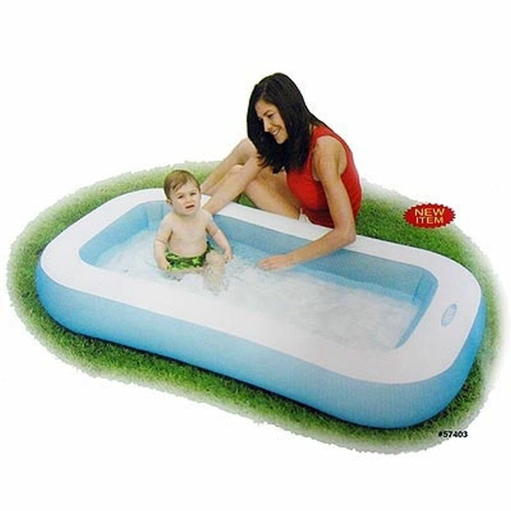 Бассейн надувной Intex 57403 Rectangular Pool 166х100х28 см / Прямоугольный многосекционный бассейн Интекс с надувным дном для дачи