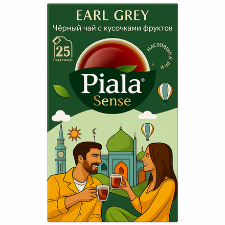 Чай черный Пиала Earl Grey с кусочками фруктов 25 пакетиков