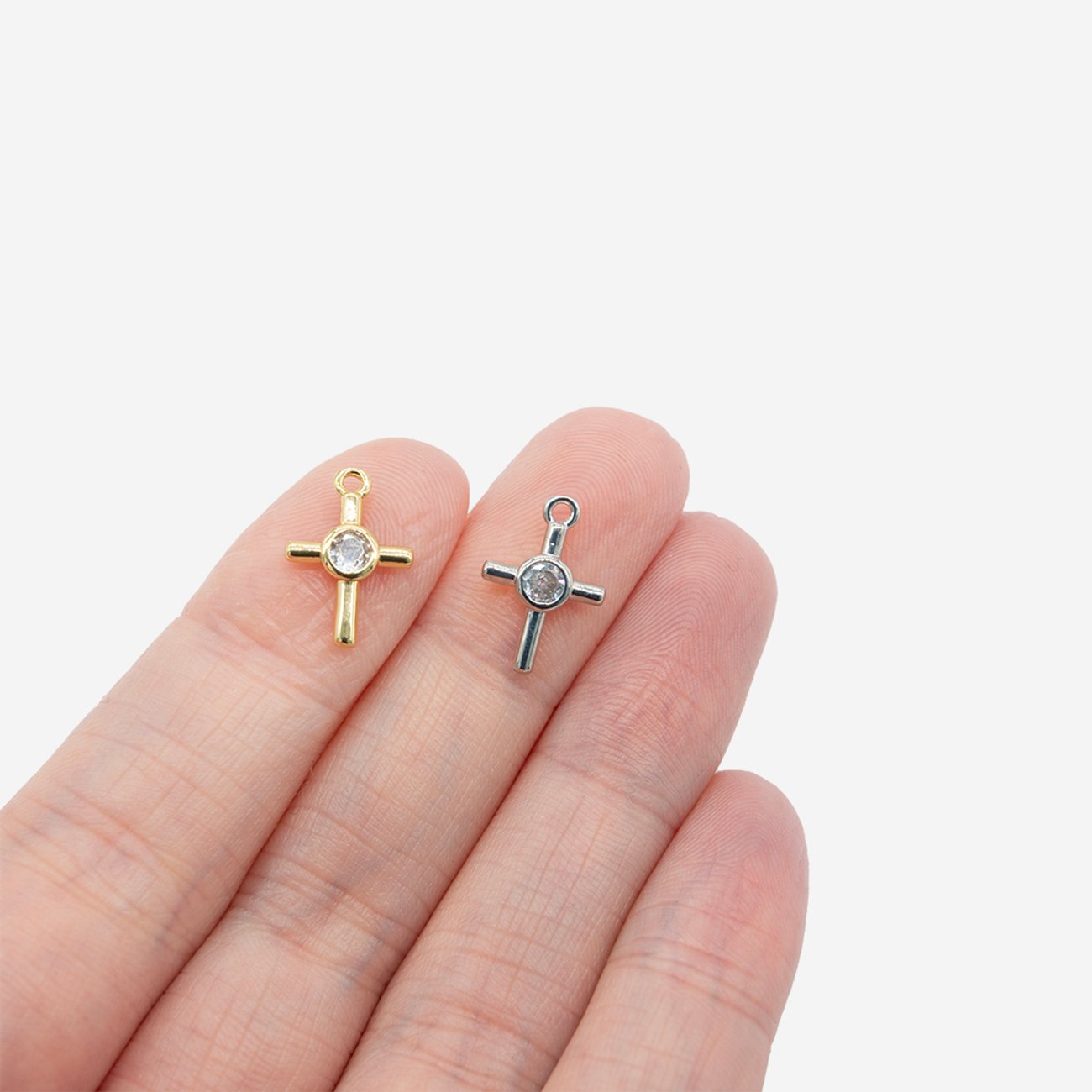 Подвеска "Simple Cross" 13*9мм, фианит, позолота